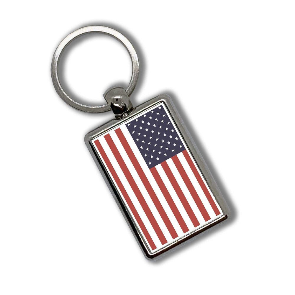6718 USA Flag Keychain Metallic Key Chain Keyring Accessories - Metallic